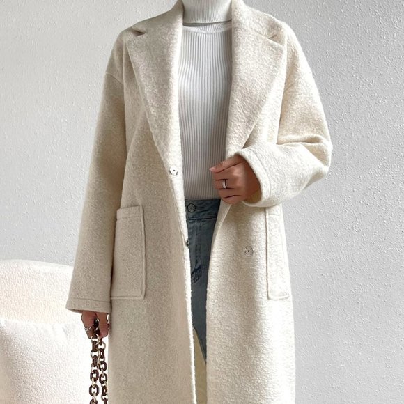 Lapel Neck Drop Shoulder Dual Pocket Overcoat - Picture 5 of 5